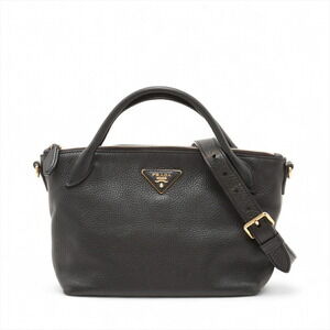 Prada Vitello Dino Leather Handbag Black